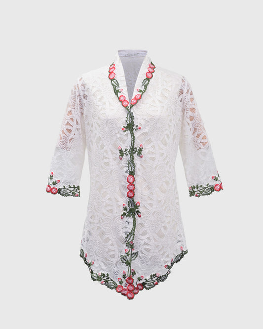 Lakon Indonesia - Kebaya Lace 3/4 LKBY-02 Off White - Kebaya Encim Atasan Wanita Tradisional