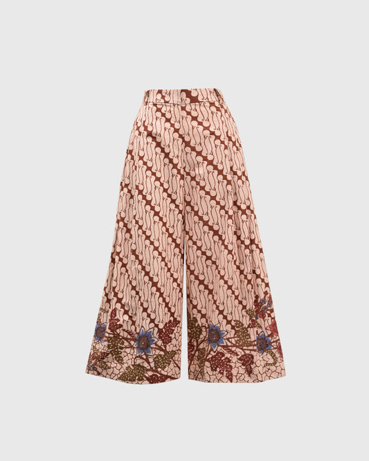 Lakon Indonesia - Celana Wanita Wide Pallazo Pants Batik Parang Bunga - Celana Panjang Wanita Tradisional Wide Leg Kulot