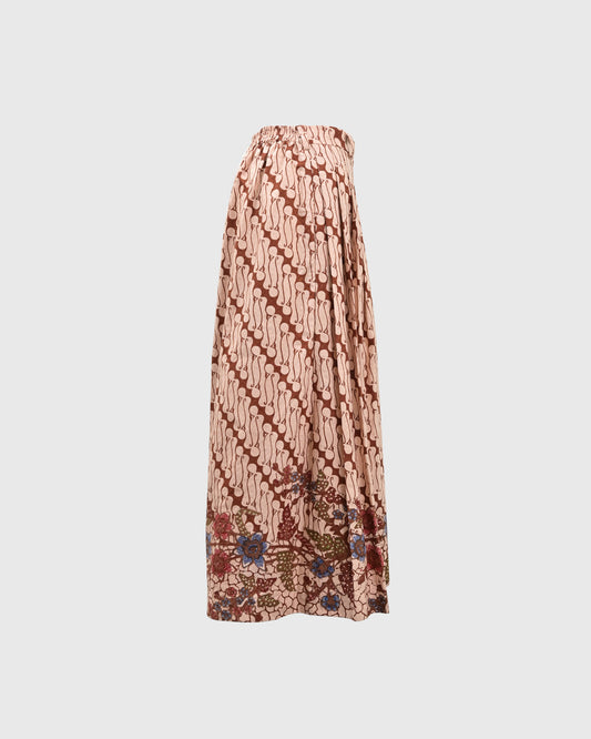 Lakon Indonesia - Celana Wanita Wide Pallazo Pants Batik Parang Bunga - Celana Panjang Wanita Tradisional Wide Leg Kulot