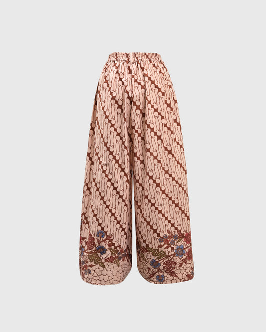 Lakon Indonesia - Celana Wanita Wide Pallazo Pants Batik Parang Bunga - Celana Panjang Wanita Tradisional Wide Leg Kulot