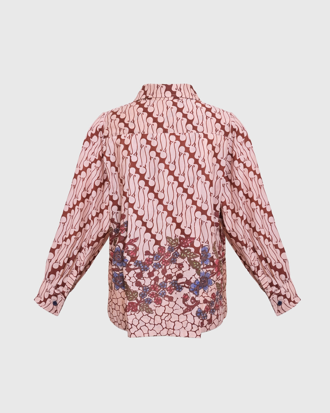 Lakon Indonesia - Sasmita Basic Shirt 3/4 Batik Parang Bunga - Kemeja Batik Wanita Atasan Tradisional