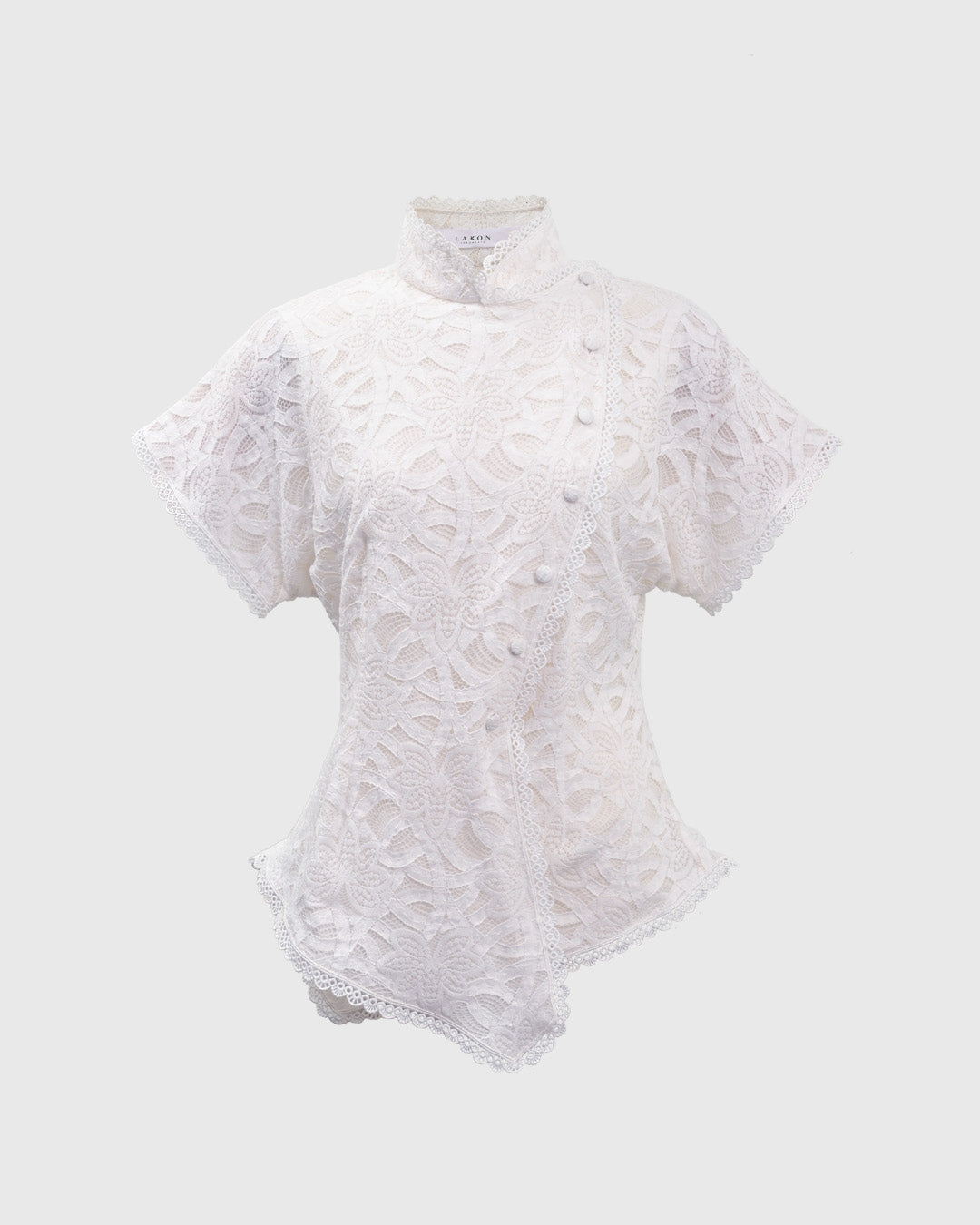 Lakon Indonesia - Beskap Harsa Peplum Shirt Brokat Berenda Lace - Atasan Brukat Wanita