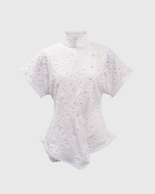 Lakon Indonesia - Beskap Harsa Peplum Shirt Brokat Berenda Lace - Atasan Brukat Wanita