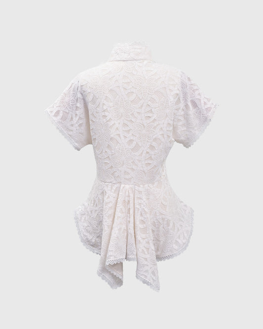 Lakon Indonesia - Beskap Harsa Peplum Shirt Brokat Berenda Lace - Atasan Brukat Wanita
