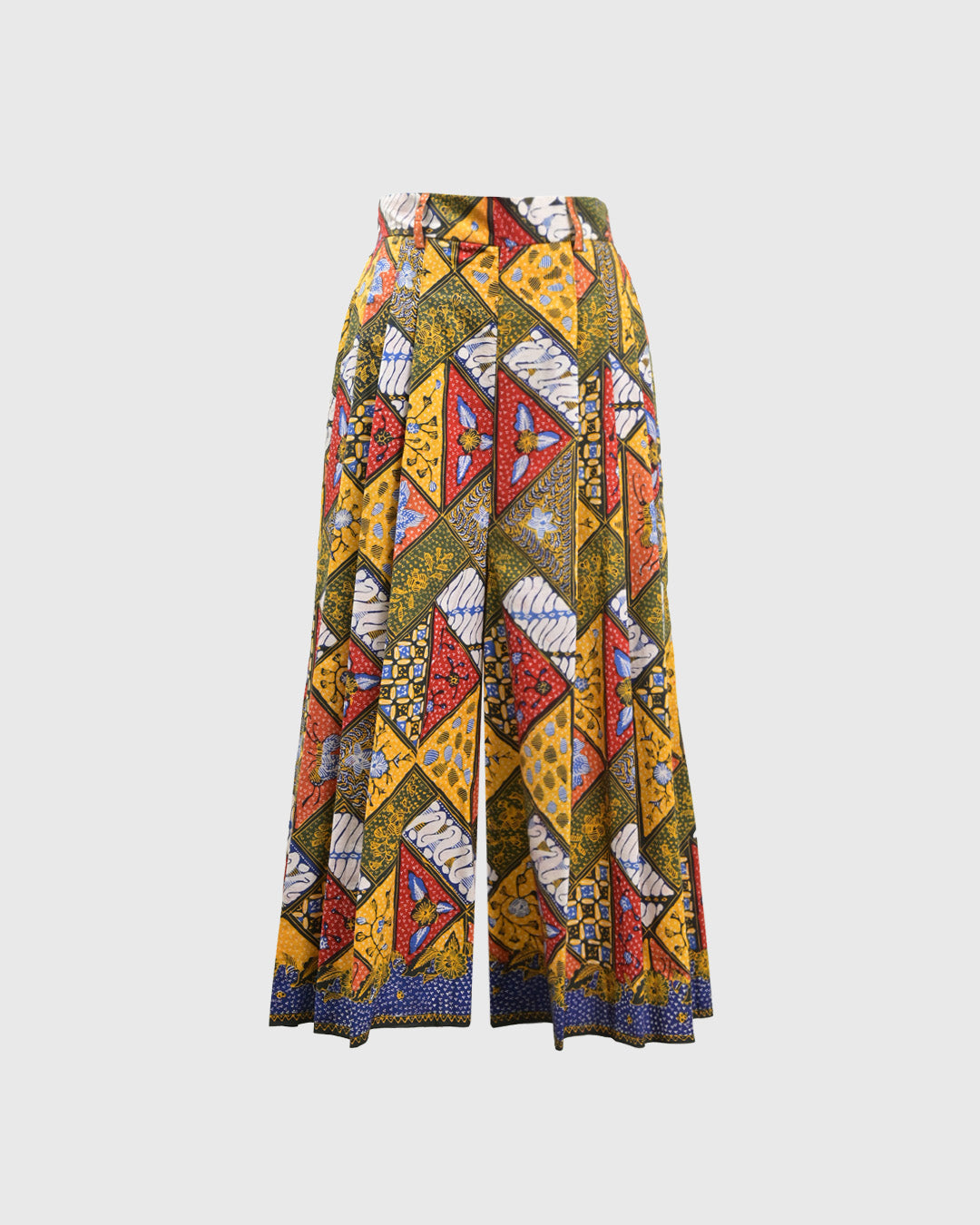 Lakon Indonesia - Wide Pallazo Pants Batik Tulis Tambal Cirebonan - Celana Panjang Wanita Tradisional Wide Leg Kulot