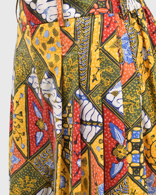 Lakon Indonesia - Wide Pallazo Pants Batik Tulis Tambal Cirebonan - Celana Panjang Wanita Tradisional Wide Leg Kulot