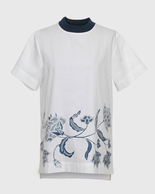 Lakon LW Rib Neck Flower Top LWT-04 Poplin Atasan Kaos Unisex Pria Wanita