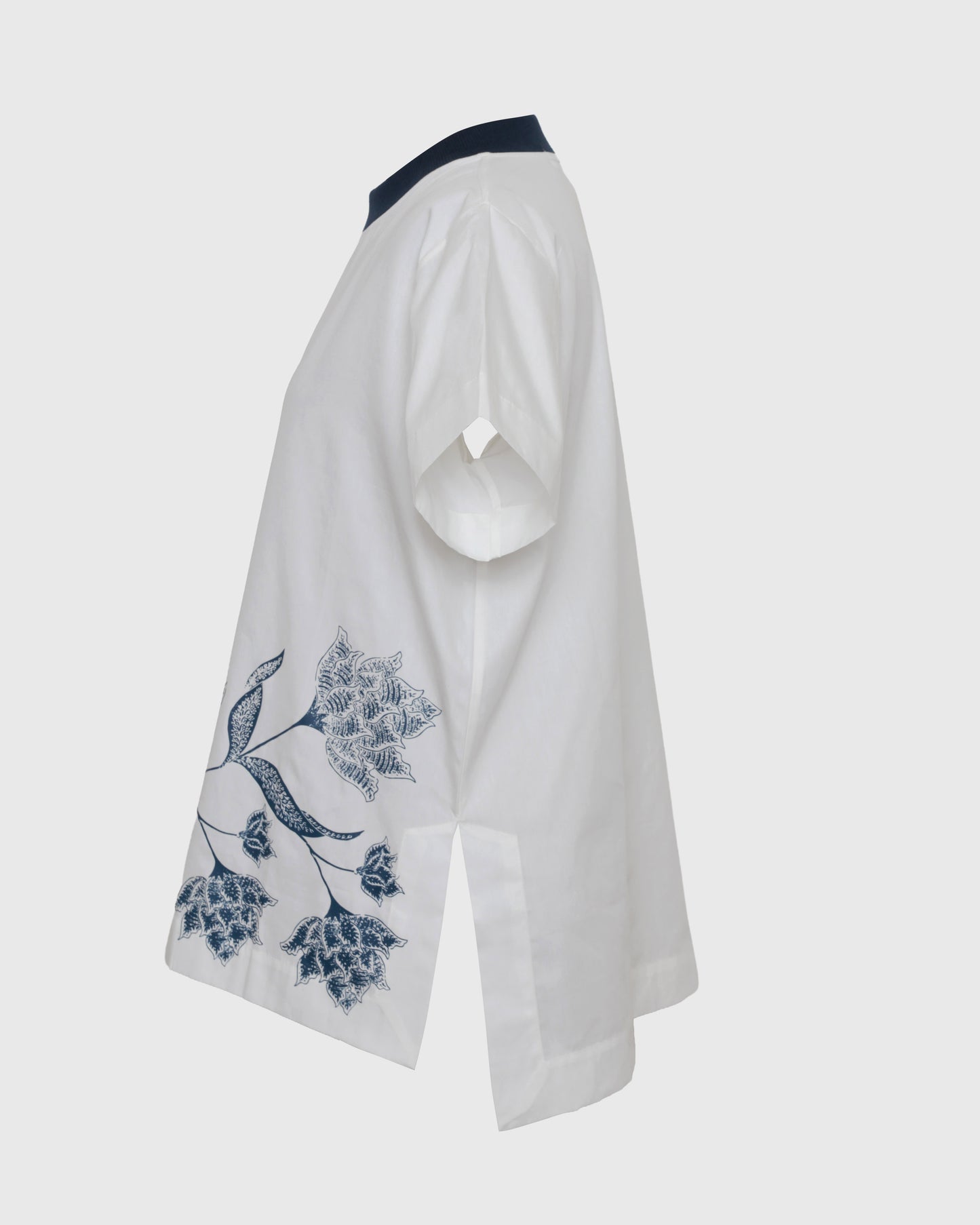 Lakon LW Rib Neck Flower Top LWT-04 Poplin Atasan Kaos Unisex Pria Wanita
