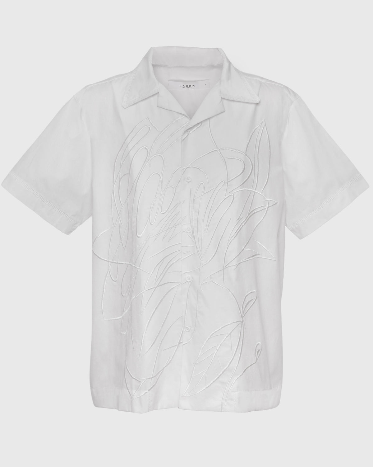 Lakon Indonesia - Kemeja Harsa Flower Embroidery S/S Shirt HRT-03 Atasan Pria Lengan Pendek Bordir